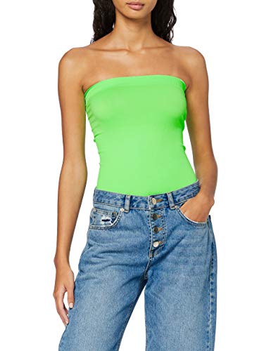 Urban Classics Ladies Neon Strapless Top Camiseta sin Mangas, Verde (Verde neón 00161), XS para Mujer