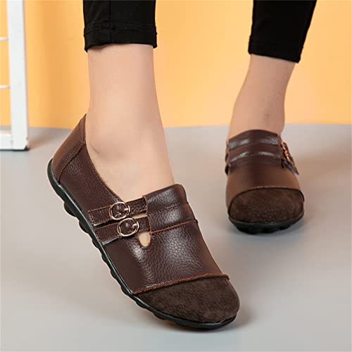 URIBAKY - Zapatos para mujer con hebilla de color uniforme, café, 41 EU