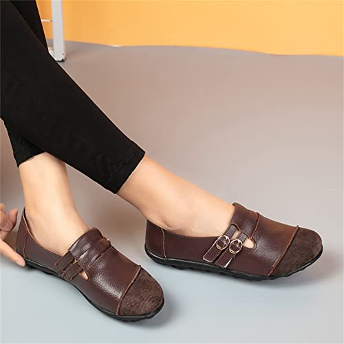 URIBAKY - Zapatos para mujer con hebilla de color uniforme, café, 41 EU