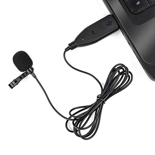 USB Microphone, Gyvazla Omnidirectional Condenser Lavalier Lapel Clip on Mic for Computer, Laptop, Podcast, Interviews, Network singing, Skype, MSN, Audio Video Recording [Plug and Play]