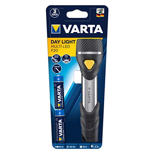 VARTA Day Light 16632101421 - Linterna Multi LED F20. 9 LEDs de 5 mm, 40 Lumens, 29m de Alcance, 2 x AA Incluidas
