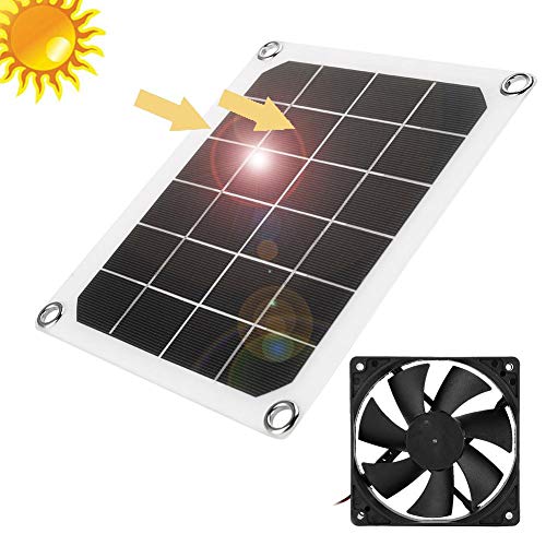 Ventilador de escape con energía solar de 6V 10W, mini ventilador de energía de panel solar a prueba de agua para el ático del hogar, invernadero, enfriamiento de la casa de pollo para mascotas
