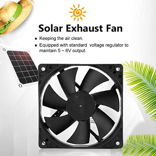 Ventilador de escape con energía solar de 6V 10W, mini ventilador de energía de panel solar a prueba de agua para el ático del hogar, invernadero, enfriamiento de la casa de pollo para mascotas