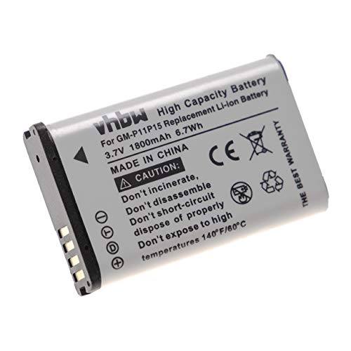 vhbw batería 1800mAh (3.7V) para Navi GPS Garmin Alpha 100, Montana 600, 600T, 600t Camo, 650, 650T, Monterra por 010-11599-00, 010-11654-03, etc.