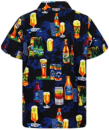 V.H.O. Funky Camisa Hawaiana, Beerbottle, Negro, XL