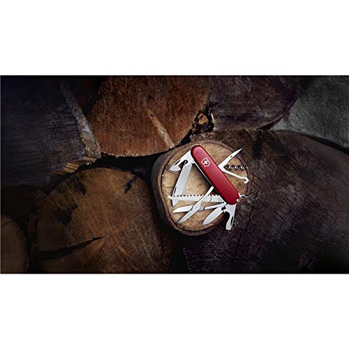 Victorinox Huntsman Navaja con 15 funciones, incluyendo tijeras, sierra para madera y destornillador, color rojo