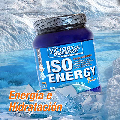 VICTORY ENDURANCE Iso Energy Ice Blue 900g, Rápida energía e hidratación, con extra de Sales minerales y enriquecido con Vitamina C, 90 Unidad (WVE.101129)