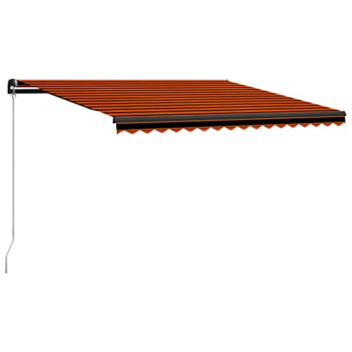vidaXL Toldo Manual Retráctil Parasol Plegable Patio Protector del Sol Carpa Sombra Paraguas Ventanas Balcón Exterior Naranja y Marrón 400x300 cm