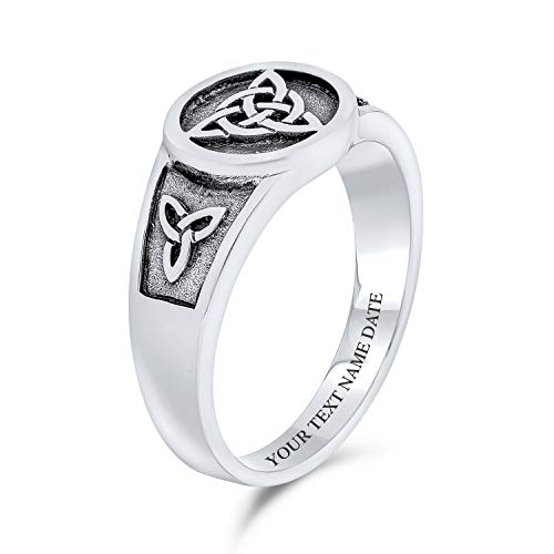 Vikingo celta Trinidad nudo Triquetra anillo de sello para las mujeres para los hombres oxidado 925 plata de ley