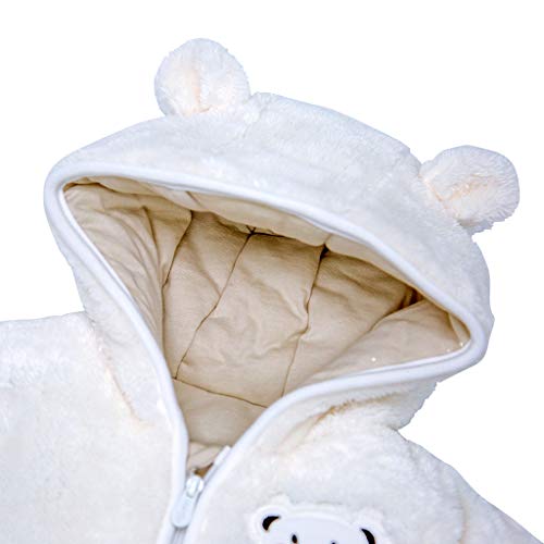 Vine - Mono de nieve para bebé con capucha para invierno grueso, de tejido polar, de 0 a 18 meses 3-6 Mesi Bianco