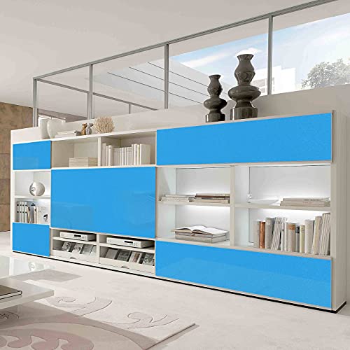 Vinilo Papel Adhesivo para Muebles Azul Perla/Elegante/Muebles Pegatinas Impermeable a Prueba de Aceite para el Forro de los Muebles/Armario Mesa Baño Cocina Decoración 300x60cm