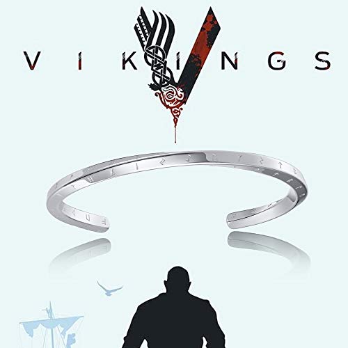 VNOX Viking Jewelry-Mobius Cuff Brazalete para Hombres y Mujeres Acero Inoxidable Viking Runes of Nordic Amuleto Pulsera para Hombres,Regalo de joyería para fanáticos Vikingos,Plata,diámetro 60mm