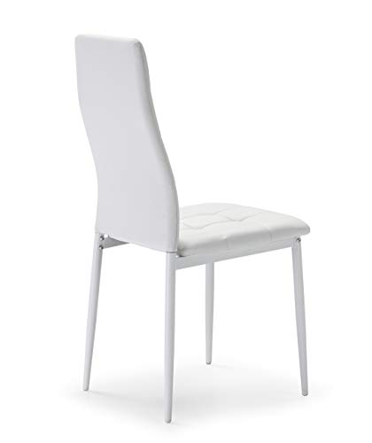 VS Venta-stock Set de 4 sillas Comedor Chelsea tapizadas Blanco, certificada por la SGS, 42 cm (Ancho) x 51 cm (Profundo) x 97 cm (Alto)