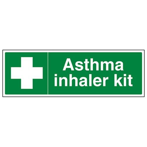 vsafety 31039bj-r"inhalador de asma Kit Primeros Auxilios General señal, plástico rígido, paisaje, 450 mm x 150 mm), color verde