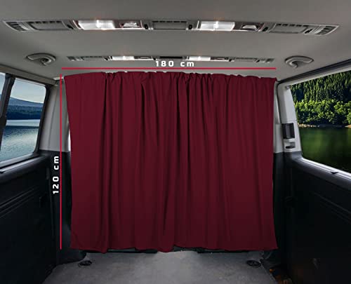 VW T5 T6 Multivan Transporter Caravelle medida cortinas cabina del conductor división color: rojo vino