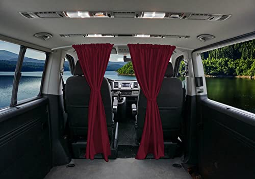 VW T5 T6 Multivan Transporter Caravelle medida cortinas cabina del conductor división color: rojo vino