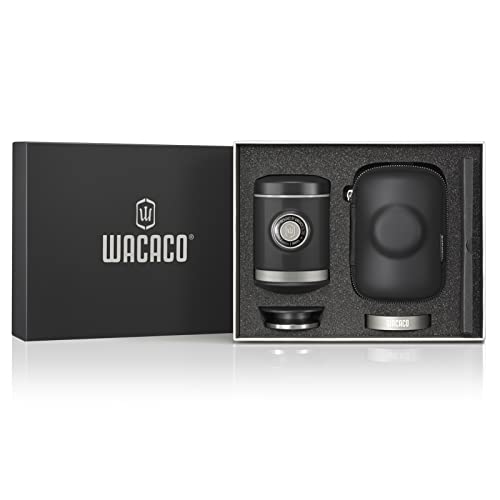 WACACO Picopresso Cafetera Espresso Portátil con Estuche Protector, Máquina de Café de Nivel Pro, Molienda Ultrafina Compatible, Cafetera de Viaje, Operada Manualmente