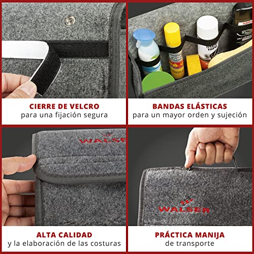 WALSER Bolsa de maletero, Bolsa de herramientas tamaño L, organizador de maletero de fieltro de aguja, bolsa de herramientas de maletero 22x16x50 cm