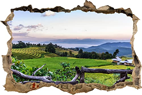 wandmotiv24 Adhesivo de Pared 3D Campos de arroz en Las montañas, Cordillera, Asia, Design 01, 60x40cm (BxH), decoración, Mural, Ventana, Hueco, Abertura M1208