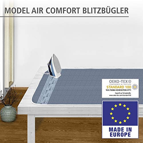 Wenko Manta Air Comfort, con Plancha Reflectante, con Zona Planchado rápido, algodón, Azul, 0 x 130 x 65 cm