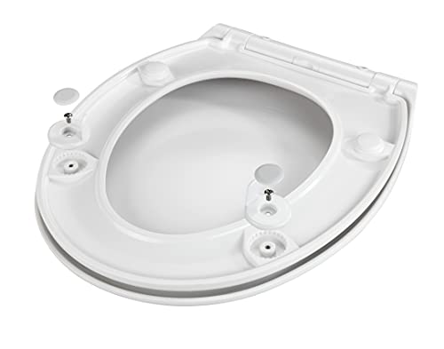 WENKO Tapa de WC Gubbio - Asiento de inodoro antibacteriano, con dispositivo automático de descenso, 350 KG carga, Duroplast, 37 x 44.5 cm, Blanco