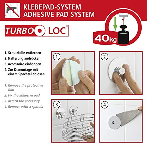WENKO Turbo-Loc® vaso higiene dental - fijar sin taladrar, Acero, 7.5 x 10 x 9 cm, Cromo
