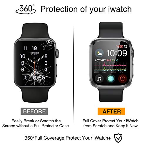 Wiki VALLEY Funda para Apple Watch Series 3/2/1, paquete de 2 unidades de 38 mm suave TPU Bumper Case, Protector de pantalla 9H, Ultra Delgado Resistente a Golpes Funda para iWatch Negro + Negro