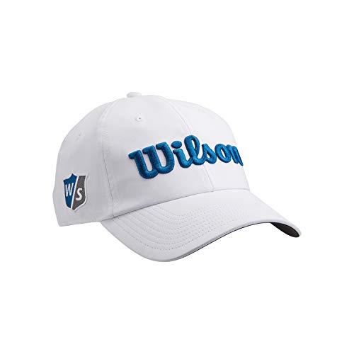 Wilson Hombre Gorra de golf, PRO TOUR, Poliéster, Blanco/Azul, Talla única, WGH7000056