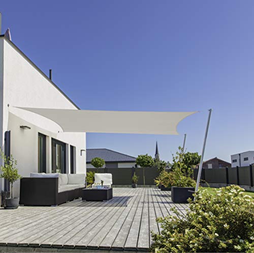 Windhager Segel 10737 Cannes-Toldo Rectangular (4 x 5 m, protección Solar para jardín y terraza, Resistente a los Rayos UV y a la Intemperie), Color Crema, Beige