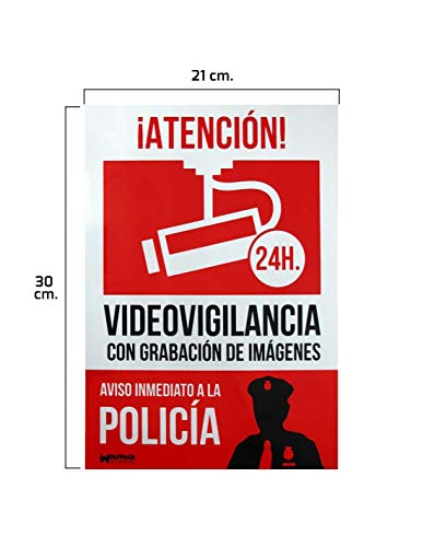 WOLFPACK LINEA PROFESIONAL 15050921 Cartel Alarma Conectada Aviso A Policía, 30 x 21 cm