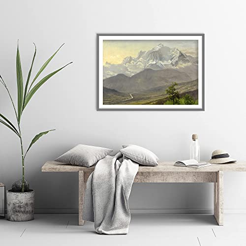 WOLIUER Sin Marco 60X90cm Pintura del Arte de la Pared de la Lona Albert Bierstadt - Mont Blanc (1895) Foto