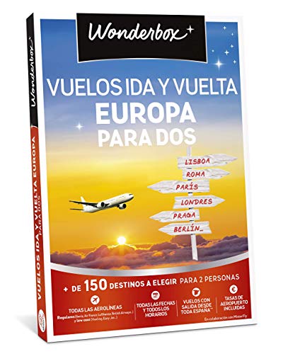 WONDERBOX Caja Regalo - VUELOS IDA-Vuelta Europa para Dos - Más de 150 destinos a Elegir. Todas Las Fechas y horarios.