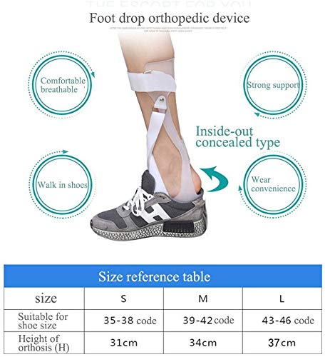 Wxnnx AFO Brace - Férula de Soporte de pie caído Soporte de corrección postural - Soporte médico de ortesis de Tobillo y pie para Hombres y Mujeres,Right,S