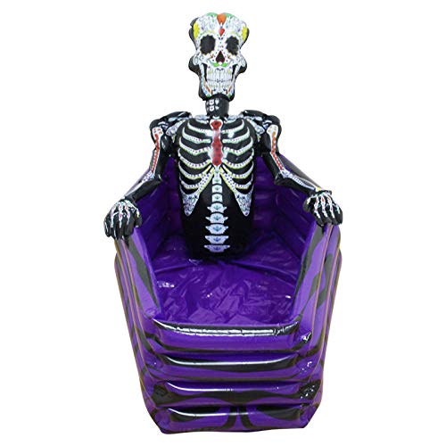 WZXHN Gran Inflable al Aire Libre Esqueleto ataúd Enfriador de Bebidas Cubos de Hielo cráneo PVC Juguetes inflables Accesorios de Piscina de Halloween