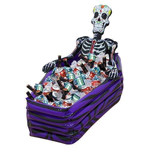 WZXHN Gran Inflable al Aire Libre Esqueleto ataúd Enfriador de Bebidas Cubos de Hielo cráneo PVC Juguetes inflables Accesorios de Piscina de Halloween