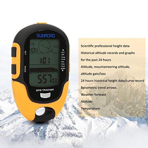 XINMYD Altímetro electrónico GPS, ABS IPX4 Grado Impermeable Navegación al Aire Libre Medidor de altitud Temperatura Humedad Brújula GPS Altímetro electrónico