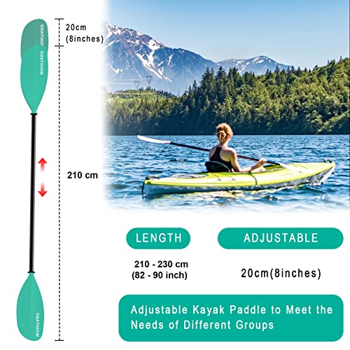 XUXIAKE Palas de kayak con mango de aluminio y hoja de polipropileno, 3 piezas, 210-230 cm (20 cm ajustable), color azul