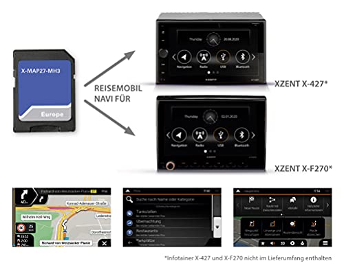 Xzent X-MAP27-MH3: Tarjeta Micro SD con navegación móvil para XZENT X-427 y X-F270, mapas de Europa, camping P.O.I. paquete de 3 años de actualizaciones de mapas gratuitas