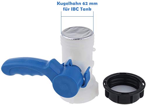 Yikko Adaptador universal para depósito de agua IBC, depósito IBC, recipiente contenedor contenedor de salida, válvula reguladora, grifo de depósito IBC de 62 mm DN40
