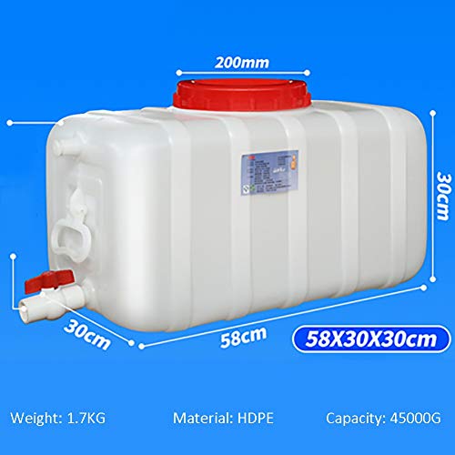 Yimihua Bidones Agua Tanque de Almacenamiento de Agua en el hogar barriles Tanque Exterior Gruesa rectángulo Blanco Mayor al Aire Libre del depósito de Agua de plástico (Size : 50L)