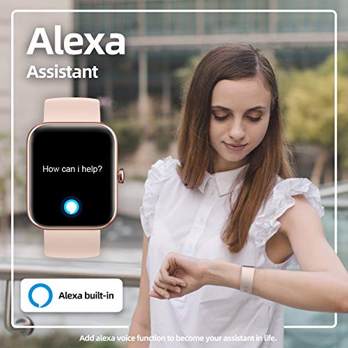 YONMIG Smartwatch, 1.69" Reloj Inteligente con Alexa Integrada para Hombre Mujer, Monitor de Oxígeno de Sangre(SpO2), Monitor de Sueño, Pulsómetro, Pulsera Actividad Impermeable 5ATM 14 Modo Deporte