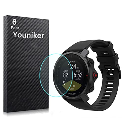 Youniker Paquete de 6 protectores de pantalla compatibles con Polar Grit X para Polar Grit X Smart Watch Protectores de pantalla de lámina transparente HD antiarañazos, antihuellas dactilares