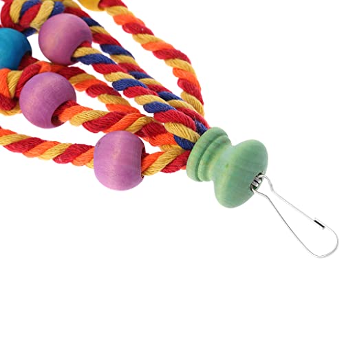 YUZI Bird Chew Toy Colorful Wooden Beads Blocks Parrot Cage Training Toys Biting Wood Cotton Rope Swing Toy with Hanging Hook Bird Training Toys for Parrots Conures