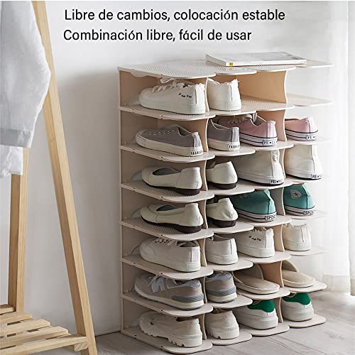 Zapatero estrecho de 6 niveles，para ahorrar armario espacio zapatero，organizador de zapatos ajustable, combinación libre zapatero pequeño , zapatero robusto apilable, Caqui