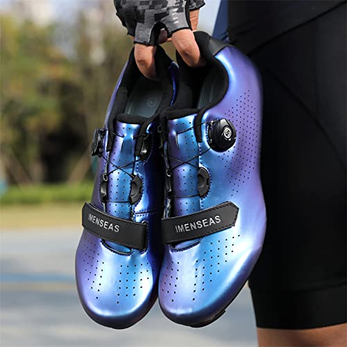 Zapatillas de Bicicleta de Montaña Antideslizantes para Hombre Mujer Zapatillas de Ciclismo MTB Transpirables Exterior Carretera ((Azul,44 EU)