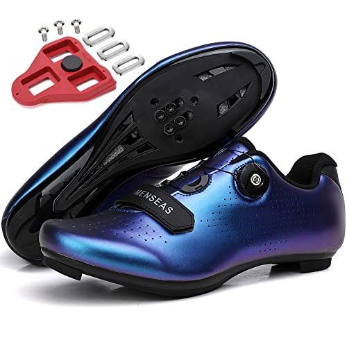 Zapatillas de Bicicleta de Montaña Antideslizantes para Hombre Mujer Zapatillas de Ciclismo MTB Transpirables Exterior Carretera ((Azul,44 EU)