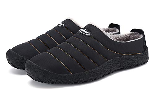 Zapatillas de Estar para Casa Hombre Mujer Invierno Calentitas Zapatillas de Deporte con Suela Antideslizante,Negro,42