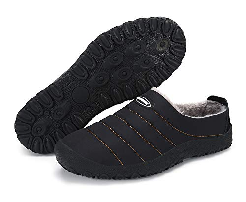 Zapatillas de Estar para Casa Hombre Mujer Invierno Calentitas Zapatillas de Deporte con Suela Antideslizante,Negro,42