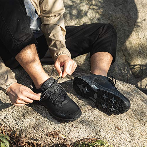 Zapatillas Trekking Hombre Antideslizantes Zapatos de Senderismo Transpirable Botas Montaña Bajas al Aire Libre 3 Negro 43 EU