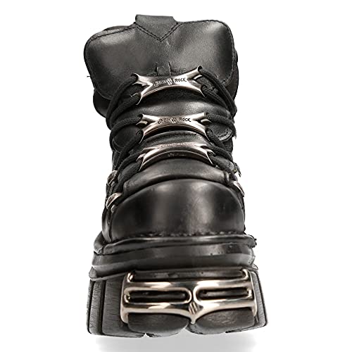 Zapatos NEW ROCK 106 Botines Mujer Negro con Plataforma y adornos Metallic Urban Black Shoes M.106-S112 (numeric_37)